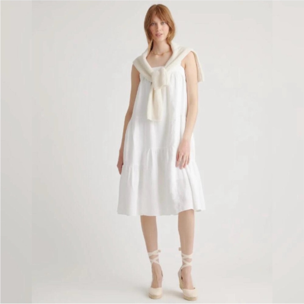 Classic White Tiered Midi Dress